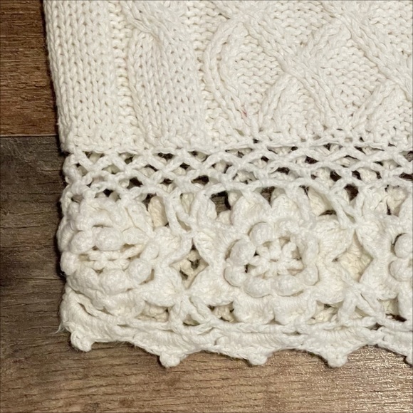 Vintage | Floral Lattice Cable Knit Cottonn Blend Sweater - Picture 7 of 10